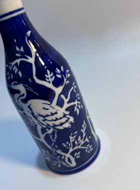 外贸陶瓷青花手绘小花瓶可爱创意鲜花插花小众高级感客厅餐桌桌面