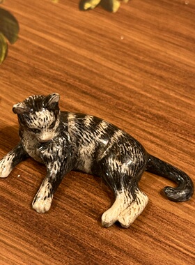 美国富兰克林 迷你小猫陶瓷摆件 中古收藏级桌面可爱猫咪小摆件