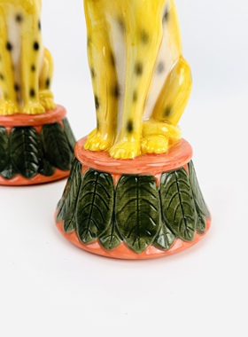 出口巴黎 陶瓷豹子香薰蜡烛台陶瓷家居客厅餐厅柜台面复古摆件