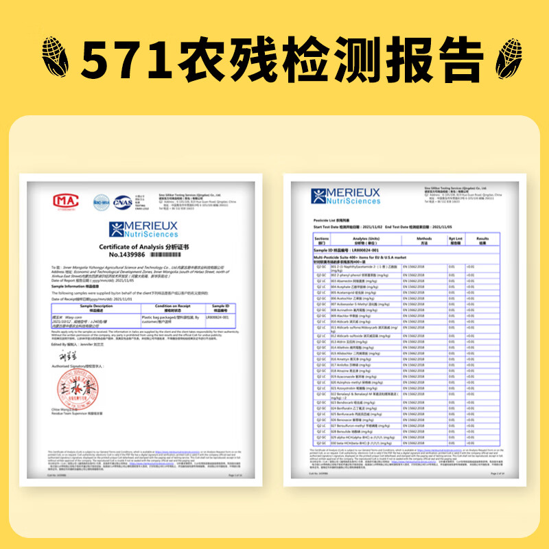 玉中玉有机黄糯玉米1.4kg非转基因杂粮儿童早餐家庭装袋装糯香甜