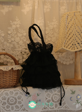 外贸手提蕾丝花边小拎包日系包手提包收纳袋摄影道具抽绳网纱杂货