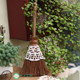 Mini natural brown bristle brush, small broom, hanging ornaments and antique lace gardening accessories, cute broom desktop brush