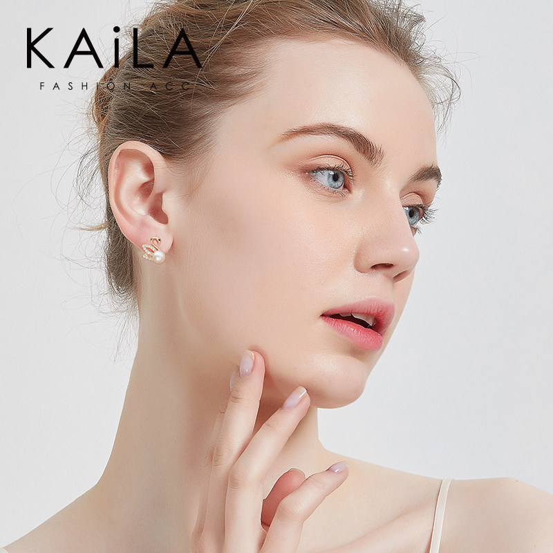 小天鹅珍珠925银针夏天清新潮耳钉 kaila耳钉