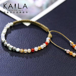 Kaila摩斯密码遇见爱手链 男女925银玛瑙情侣编织绳ins小众设计
