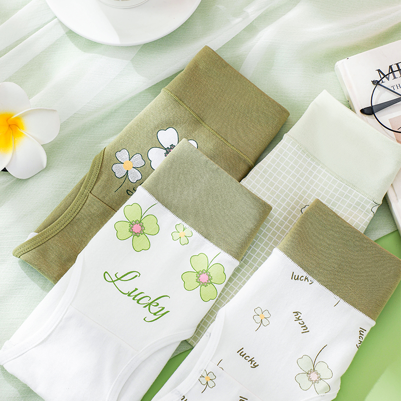 浪莎女士内裤女纯棉质面料高腰三角性感女式印花收腹提臀大码裤头 - 图0