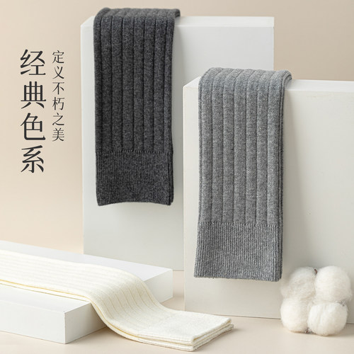 小腿袜子女春季纯棉高筒黑色薄款压力显瘦灰色长袜配小皮鞋长筒袜 - 图2