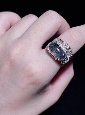 天然云母包裹体水晶戒指