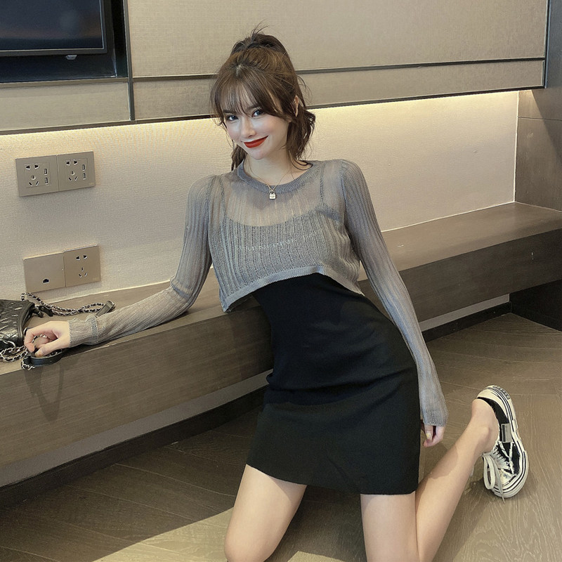 秋夏装新款洋气时尚小女长袖装黑裙 芯蒂好时尚套装