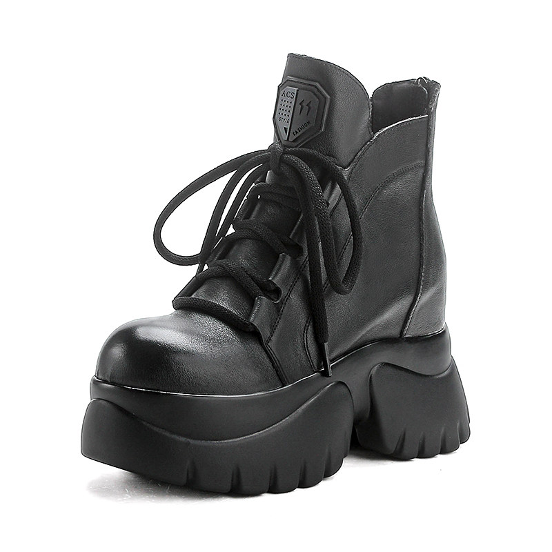 8.5cm厚底内增高短靴真皮女鞋小个子松糕底头层牛皮马丁靴冬新款,淘宝优惠券,粉丝福利购,淘宝优惠卷