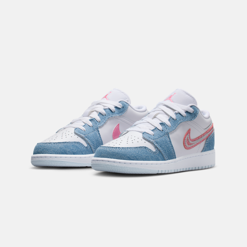 耐克乔丹大童甜酷风AJ1板鞋男女童牛仔布亮片运动鞋JORDAN HQ2001,淘宝优惠券,粉丝福利购,淘宝优惠卷