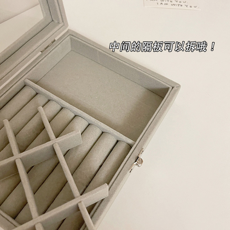 大容量绒布首饰盒2025年新款戒指项链耳饰耳钉收纳盒高级感防尘盒,淘宝优惠券,粉丝福利购,淘宝优惠卷