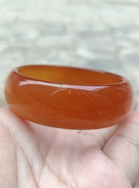 巴西纯天然橘红玛瑙手镯加宽加厚一物一拍原石女手环礼322
