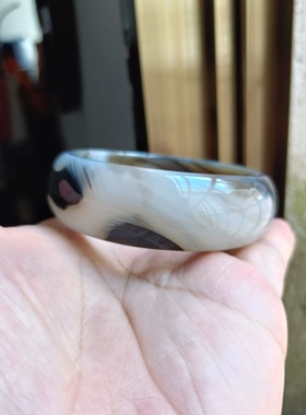 巴西纯天然水墨丹青玛瑙手镯加宽加厚一物一拍女镯子个性60mm149