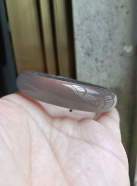 冰透玻璃种玉髓手镯中宽起荧光可透字天然灰玛瑙女镯手环61mm157