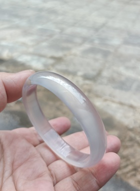 天然高冰种细条手镯女窄边时尚玛瑙镯子荧光冰透玉石手环少女53