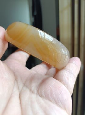 天然巴西黄冰糖玛瑙手镯经典宽条原石无烧女礼佳品时尚女款210