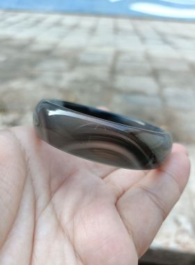 天然巴西玛瑙手镯原色水墨俏色缠丝54mm女款手镯礼310