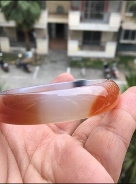 巴西纯天然俏色中宽玛瑙手镯镇痛消炎彩色毛线兴趣23