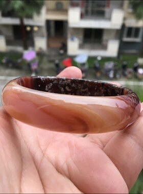 巴西天然皮蛋花纹俏色缠丝红玛瑙手镯加厚原石无烧女礼微瑕精品22