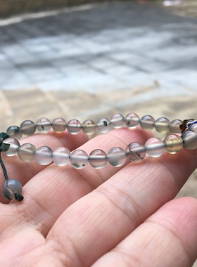 巴西天然绿水草6毫米玛瑙圆珠手链手工编可以调节复古中国风女144