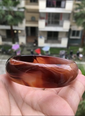 巴西天然象形红玛瑙缠丝手镯加宽加厚特色原矿玉镯无烧女闺蜜礼39