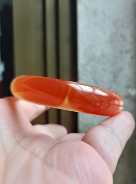 巴西纯天然红玛瑙手镯中宽加厚水润圆滑缠丝女手环一物一拍170