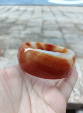 超宽天然巴西红玛瑙手镯女款红白分明玉石镯子礼物送女友闺蜜304