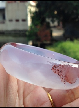 正品巴西天然红朱砂紫色玛瑙手镯水润通透原色玉髓高档女好礼108