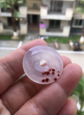 精美天然红朱砂紫罗兰底色加厚玛瑙手镯平安扣吊坠套装女礼原石4