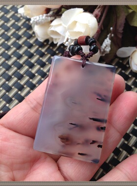 正品纯天然冰透原石水墨飘画水草玛瑙吊坠男女同款礼物23