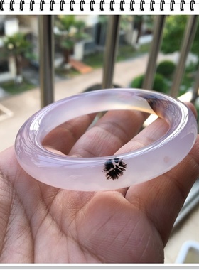 正品灵性黑色水草天然原色紫玛瑙手镯复古圆条冰透手环女友妈礼83