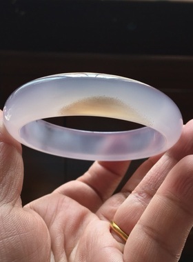 佳石琦缘天然灵性黑色水草紫罗兰底色玛瑙手镯加厚款女原石礼61