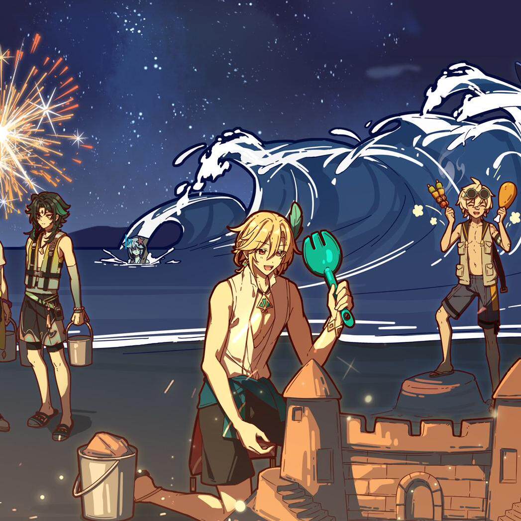 【现货】原神同人周边-「提瓦特夏日沙滩派对」-明信片套组