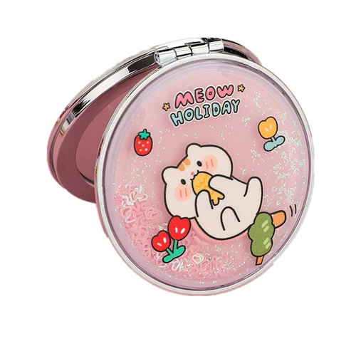 Свежее складное двусторонное милое портативное мультяшное зеркало для школьников