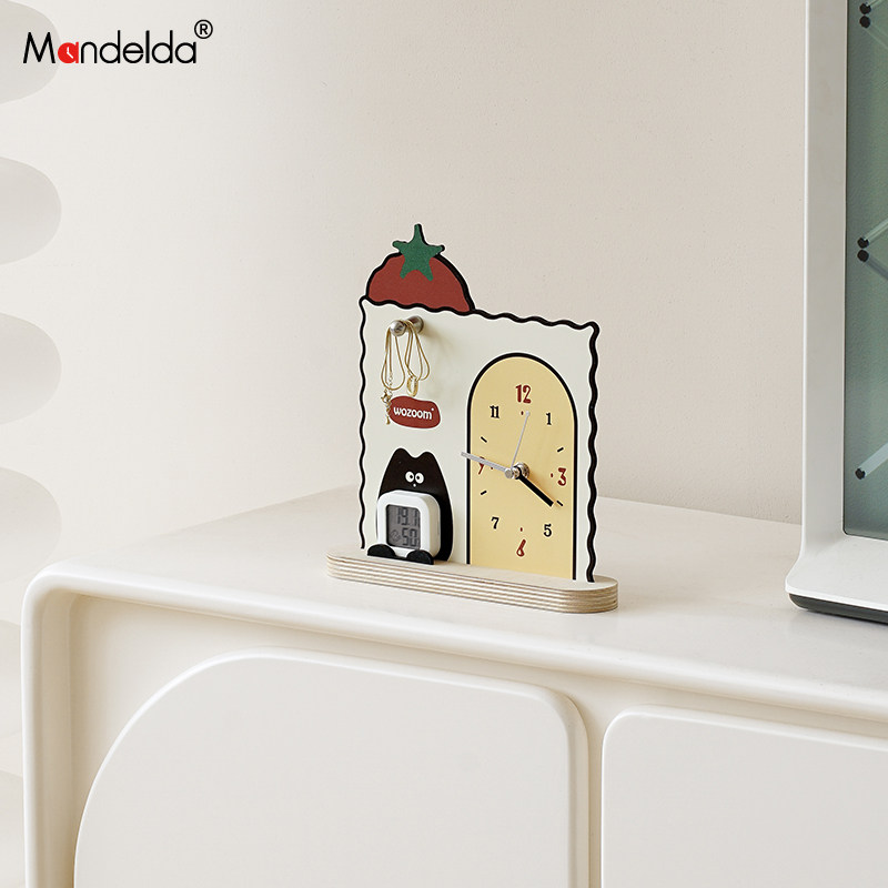 Mandelda家居客厅温湿度摆台式装饰品入户玄关创意时钟桌面摆件,淘宝优惠券,粉丝福利购,淘宝优惠卷