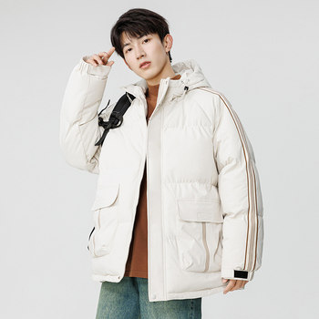 OCW trendy brand 2023 winter new coat men's cotton coat couple's cotton coatteen students warm bread coat