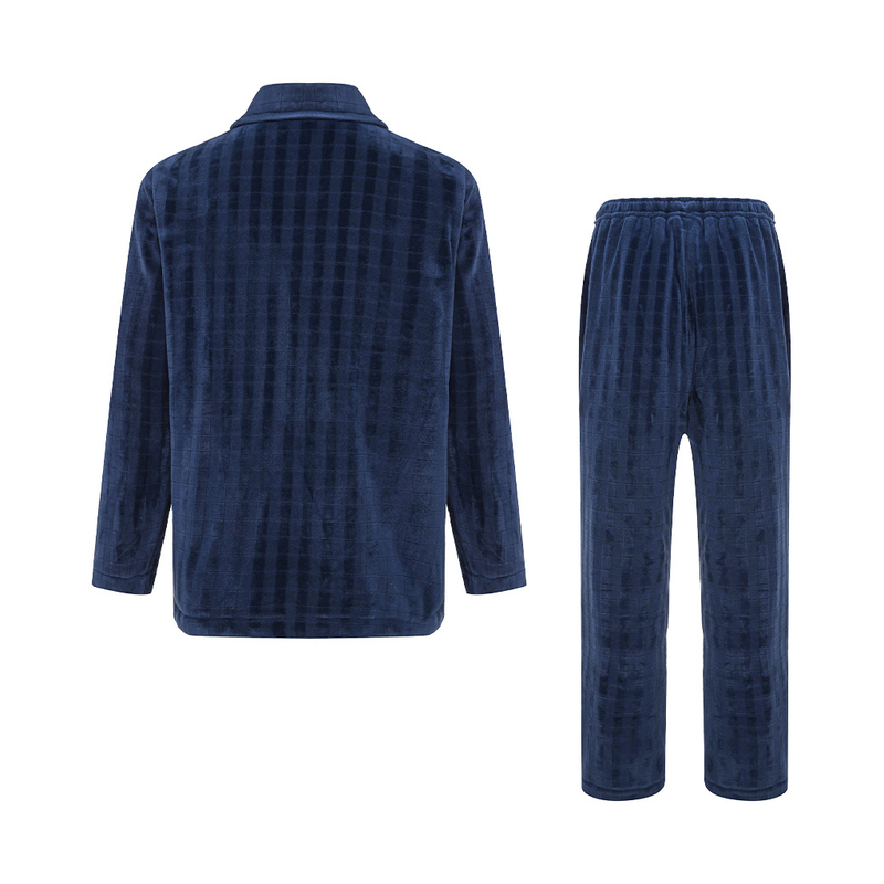 爱慕先生睡衣男24秋冬加厚立领开衫长袖长裤家居服套装NS43K191 - 图1