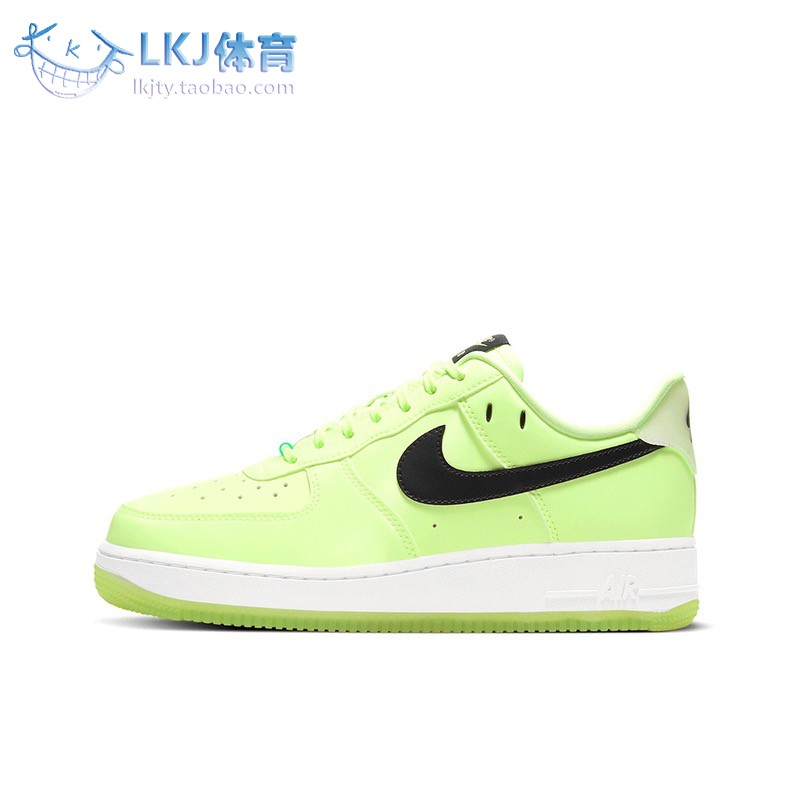 Nike Air Force 1 AF1白绿夜光荧光笑脸板鞋 CT3228-100-701-图2