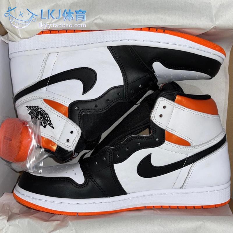 LKJ体育 Air Jordan 1 AJ1黑白橙扣碎篮板4.0篮球鞋 555088-180-图1