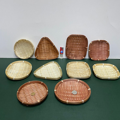 手工竹编制品小竹筛竹篮子农家用竹篓水果盘子竹簸箕圆形竹箩藤筐 - 图0