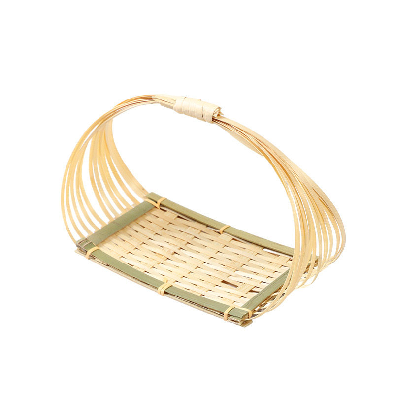 竹编小提篮圆形提手茶点水果篮子 糕点托盘创意小竹篮 多层竹编篮,淘宝优惠券,粉丝福利购,淘宝优惠卷