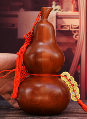 桃木葫芦五帝钱挂件摆件
