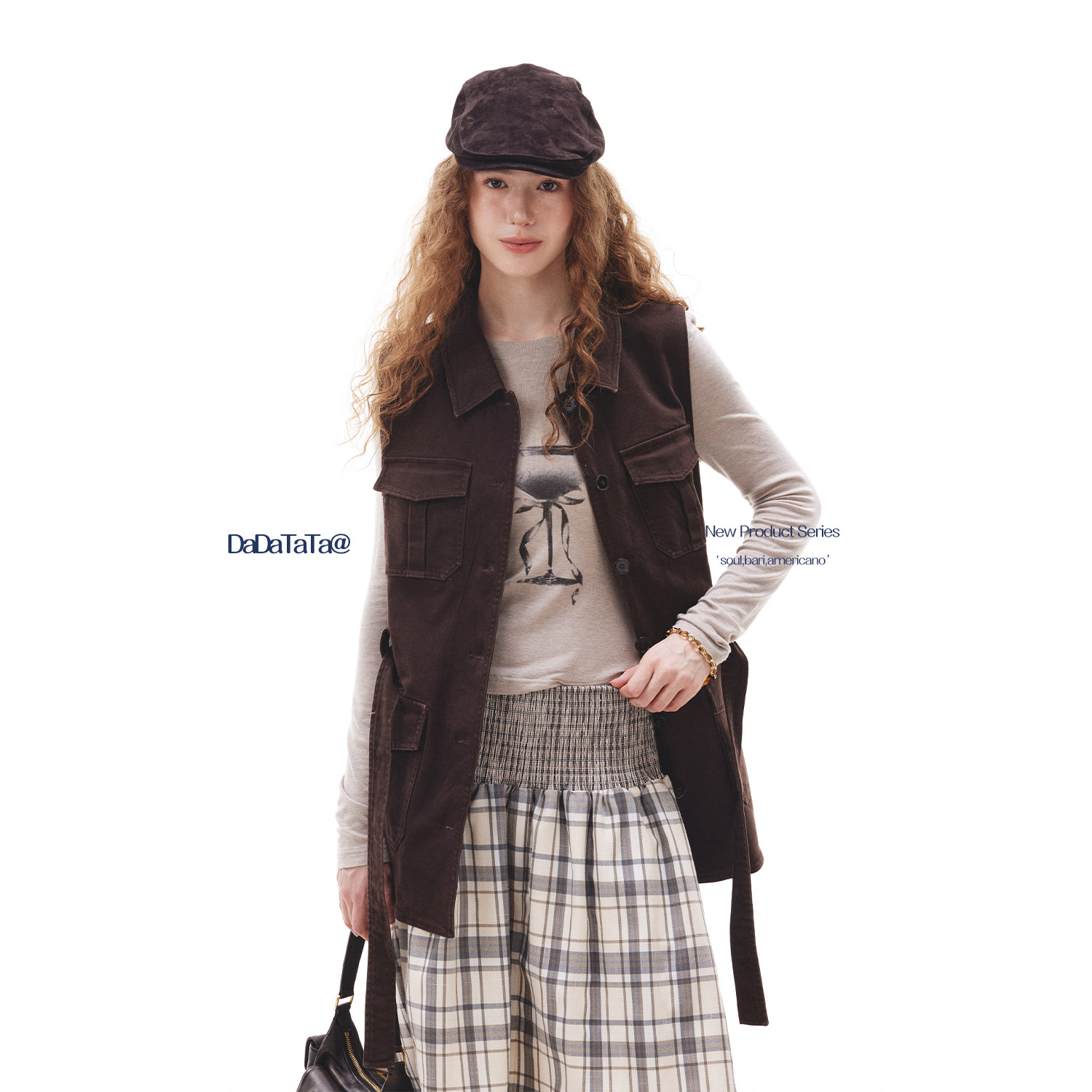 晶咕白标DADATATA【城市旷野】复古设计感多口袋工装马甲女秋大码,淘宝优惠券,粉丝福利购,淘宝优惠卷