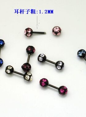 黑色满钻钛钢超闪耳环