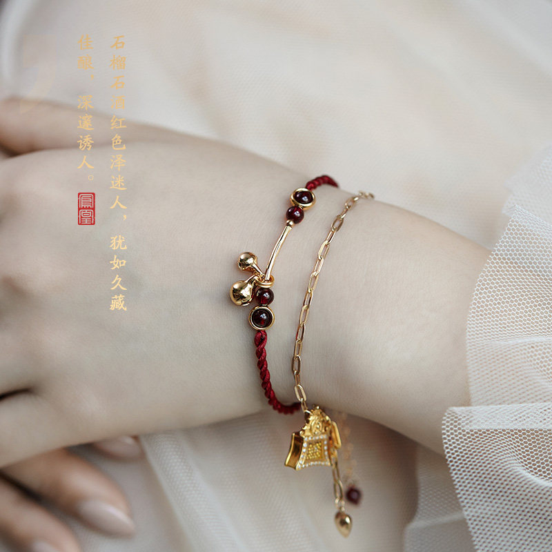 凤凰涅磐本命年女石榴石手工手链 凤凰涅磐手链