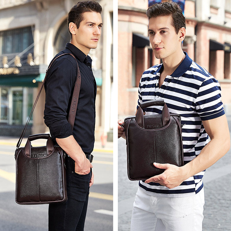 男士头层牛皮公文包单肩包 斐格男士包袋