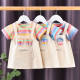 Girl's short-sleeved fake two-piece shoulder strap dress