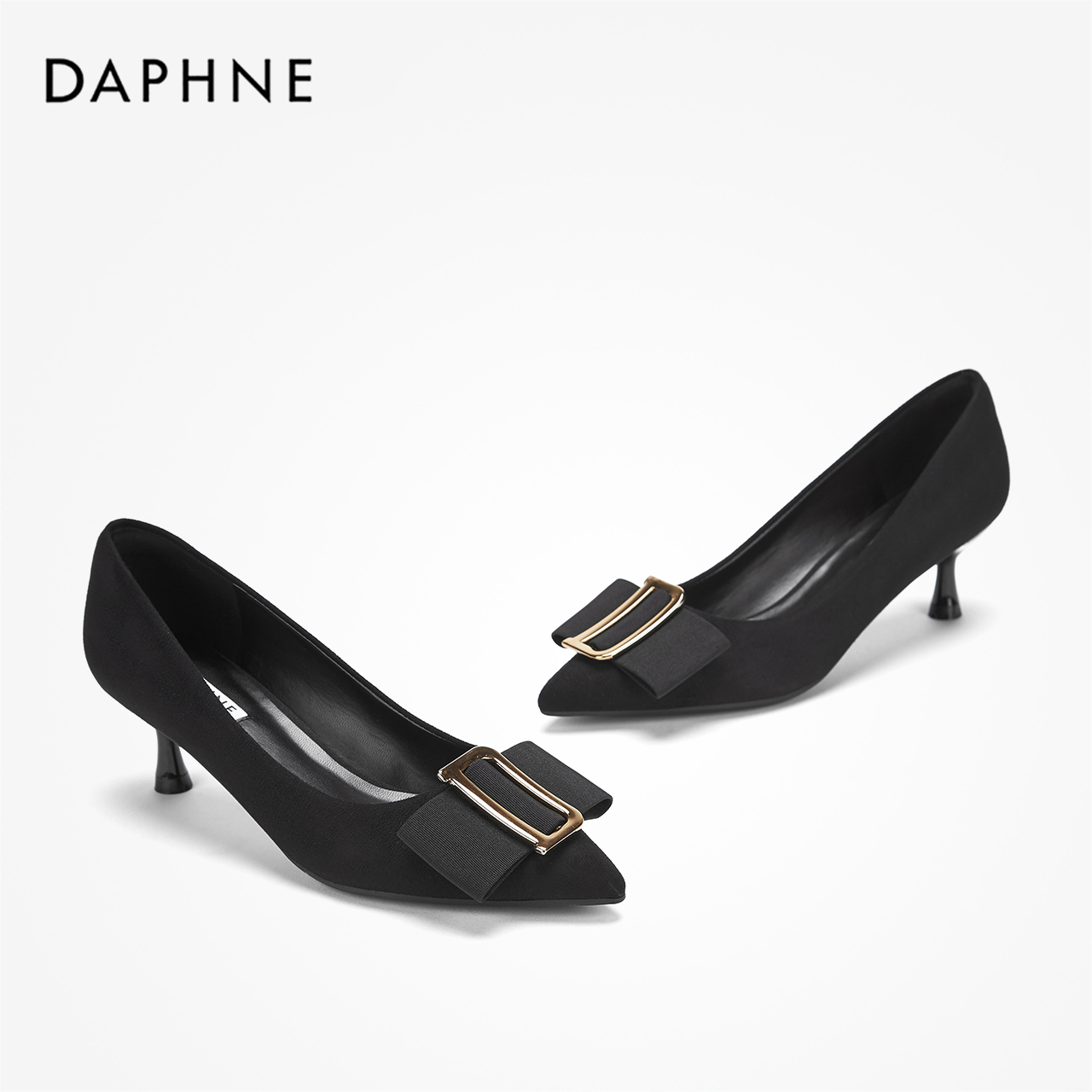 秋优雅方扣小猫跟单鞋气质绒面浅口通勤鞋 2019 达芙妮 Daphne 秋优雅方扣小猫跟单鞋气质绒面浅口通勤鞋 2019 达芙妮 Daphne