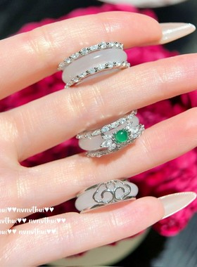 白月光荔枝冻玉髓石手链 水灵水灵 白玉髓玛瑙花朵戒指 新中式