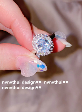 圆钻一克拉围镶戒指镀18K白金 梨形钻 镶嵌结婚订婚求婚戒指